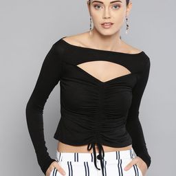 Veni Vidi Vici Women Black Solid Fitted Crop Top-image-81