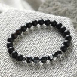 Bold by Priyaasi Black Bead Geometric Bracelet for Men-image-55