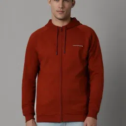 Louis Philippe Maroon Regular Fit Hooded Sweatshirt-image-10