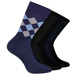 FOOTPRINTS Men Pack Of 3 Patterned Odour free Pure Cotton Bamboo Calf Length Socks-15
