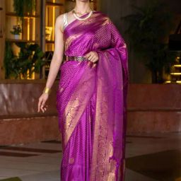 BEATITUDE Purple Woven Saree With Unstitched Blouse-picture-44