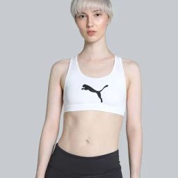 Puma White Plain Sports Bra-image-77