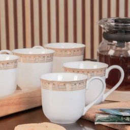 White Gold White Porcelain Tea & Coffee Mug - Set of 6-image-83