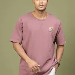 Rigo Men Mauve Terry Oversized Printed T-shirt-picture-11