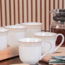 White Gold White Porcelain Tea & Coffee Mug - Set of 6-image-41