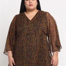 plusS Black and Brown Plus Size Animal Printed Wrap Top-picture-17