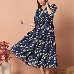 Krunal Raiyani Women Printed Crepe Fit & Flare Maxi Dress-picture-35