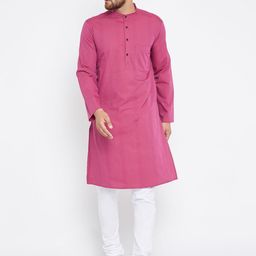 even Men Pink Striped A-Line Kurta-image-17