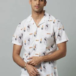 celio celio* White Regular Fit Graphic Print Cotton Shirt-picture-11