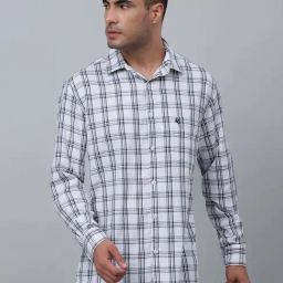 Cantabil White Regular Fit Check Shirt-image-47