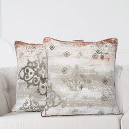 SWAYAM Grey & White Set of 2 Ethnic Motifs Square Cushion Covers-5