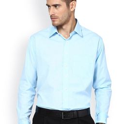 Shaftesbury London Blue Standard Fit Formal Shirt-image-26