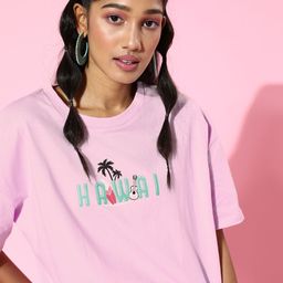 Moda Rapido Women Lavender Typography Talking Tee-picture-35