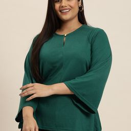 Sztori Plus Size Keyhole Neck Flared Sleeves Top-picture-5