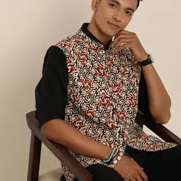 Taavi Men Pure Cotton Ethnic Printed Bagru Nehru Jacket-picture-57