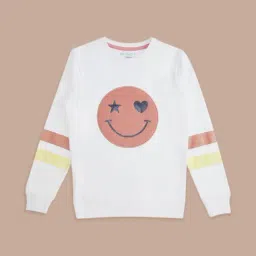 Pantaloons Junior White & Pink Cotton Printed Full Sleeves Sweatshirt-picture-15