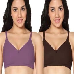 IN CARE Brown & Wine Cotton T-Shirt Bras - Pack Of 2-image-31