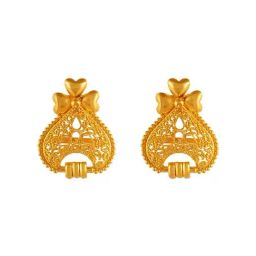 P.C. Chandra Jewellers 22k Gold Beautiful Minute Details Stud Earrings-image-2