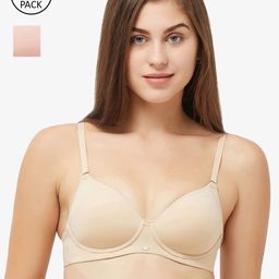 Soie Pack Of 2 T-shirt Bras Full Coverage Lightly Padded COMBO CB-125NUDE/BLUSH-14