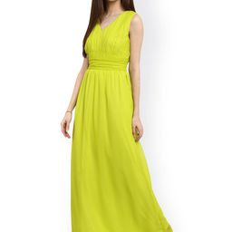 La Zoire Women Lime Green Solid Maxi Dress-image-86