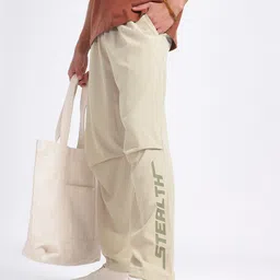 glitchez Men Trendy Twist Typo Print Detail Regular Fit Track Pants with Toggle Hem-image-36
