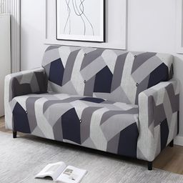 HOKIPO Grey & Black Printed 3 Seater Elasticated Sofa Cover With Arms-image-20