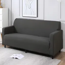 HOKIPO Grey 4 Seater Elasticated Sofa Cover With Arms-image-76