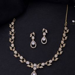 anouk Gold Plated Floral Shaped AD Studded Elgent Jewellery Set-picture-19