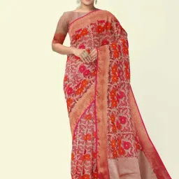 Banarasi Silk Works Pink Cotton Woven Saree With Unstitched Blouse-image-24