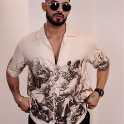 Eszett Spread Collar Graphic Printed Shirt-image-67