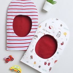 BUMZEE Infants Boys Pack Of 2 Printed Reversible Balaclava Caps-10