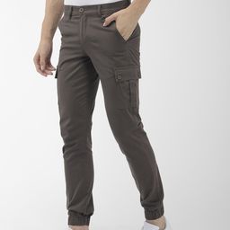 The Indian Garage Co Men Grey Slim Fit Solid Cargo Style Joggers-picture-46