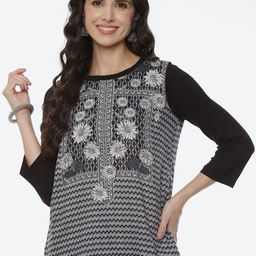 Rangriti Black Floral Printed Top-image-19