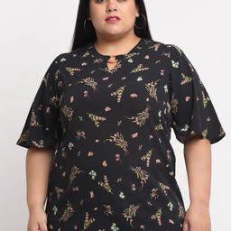 plusS Black Plus Size Floral Print Top-picture-11