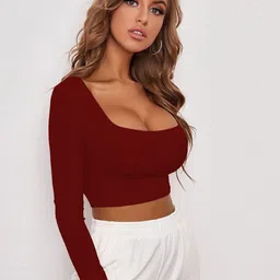 BAESD Women Solid Scoop Neck Top-image-75