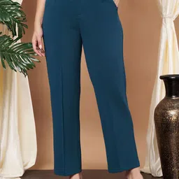 Moda Rapido Women Relaxed Straight Fit High-Rise Parallel Trousers-picture-9