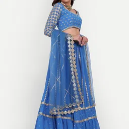 JIHU CULTURE Embroidered Sequinned Semi-Stitched Lehenga & Unstitched Blouse With Dupatta-picture-44