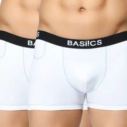 BASIICS by La Intimo White Mid Rise Trunks (Pack of 2)-image-18