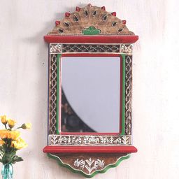 VarEesha Brown Wooden Framed Hand-Painted Wall Mirror-31