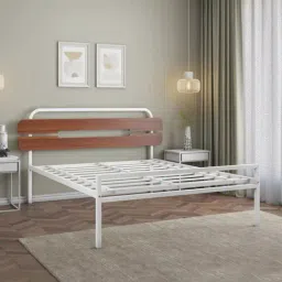 Nilkamal Nova Walnut Brown & White Metal Queen Bed-image-33