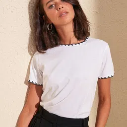 Trendyol Women Mandarin Collar Extended Sleeves Cut Outs T-shirt-image-61