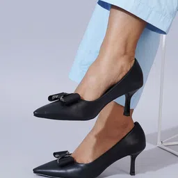 Sherrif Shoes Women Kitten Heeled Pumps with Bows-56