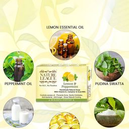 NATURE LEAGUE Set Of 6 Lemon & Peppermint Natural Handmade Soap - 100 g Each image 3