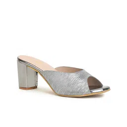 VALIOSAA Textured Block Peep Toes Heels-5