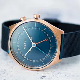 Obaku Men Blue Brass Embellished Dial & Blue Stainless Steel Bracelet Style Straps Analogue and Digital Watch-11