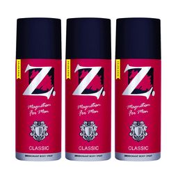 Z-MAGNETISM FOR MEN Classic Set Of 3 Long Lasting Deodorant Body Spray -175ml(116.6g) Each-13