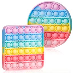 Fiddlerz Square and Round Shaped Pop Bubble Stress Relieving Silicone Pop It Fidget Toy Pack of 2 - Multicolor-5