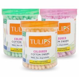 Tulips Biodegradable Cotton Buds Swabs Pack Of 3 Multicolor - 100 Pieces Each-21