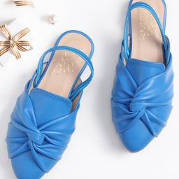 Hola Bonita Party Wear Slip On Belly Shoes  - Blue-picture-38