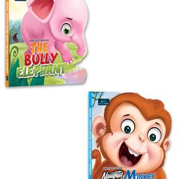 Animals Shaped  Story Board Book Set of 2 Books the Bully Elephant & Naughty Monkey - English-5